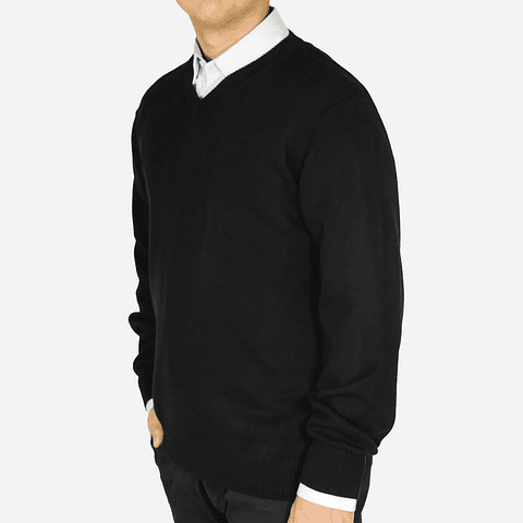 Sweater Cuello V Clásico Negro