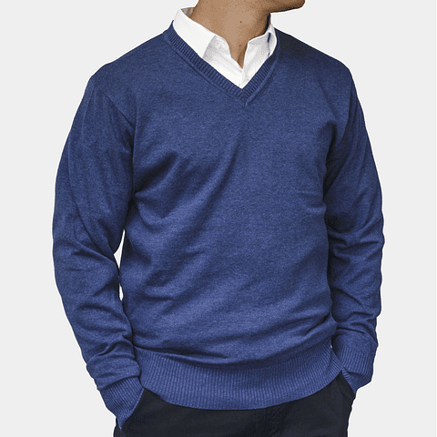 Sweater Cuello V Verano Azul