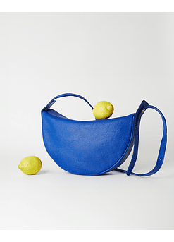 THE MOON BAG THIN STRAP GRAINED LEATHER BLUERAY