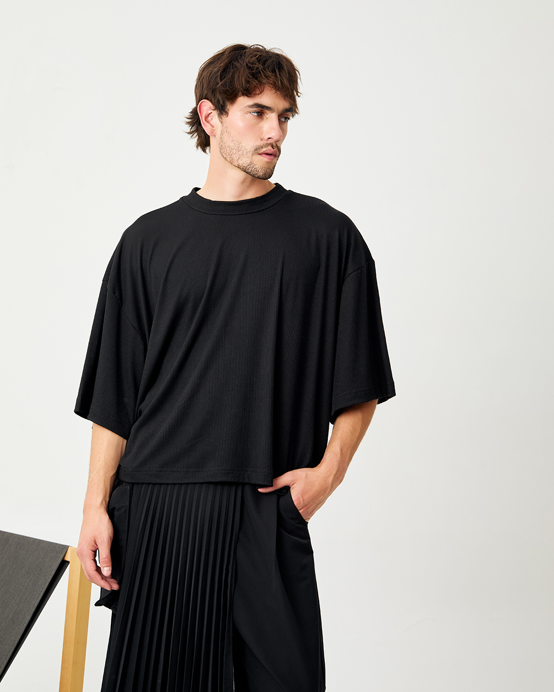 POLERA ANKA BOXY ACANALADO NEGRO 1