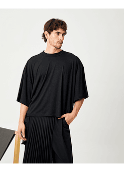 POLERA ANKA BOXY ACANALADO NEGRO