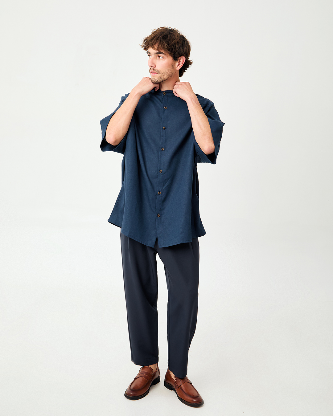 CAMISA ALBAR LINO MARINO 2