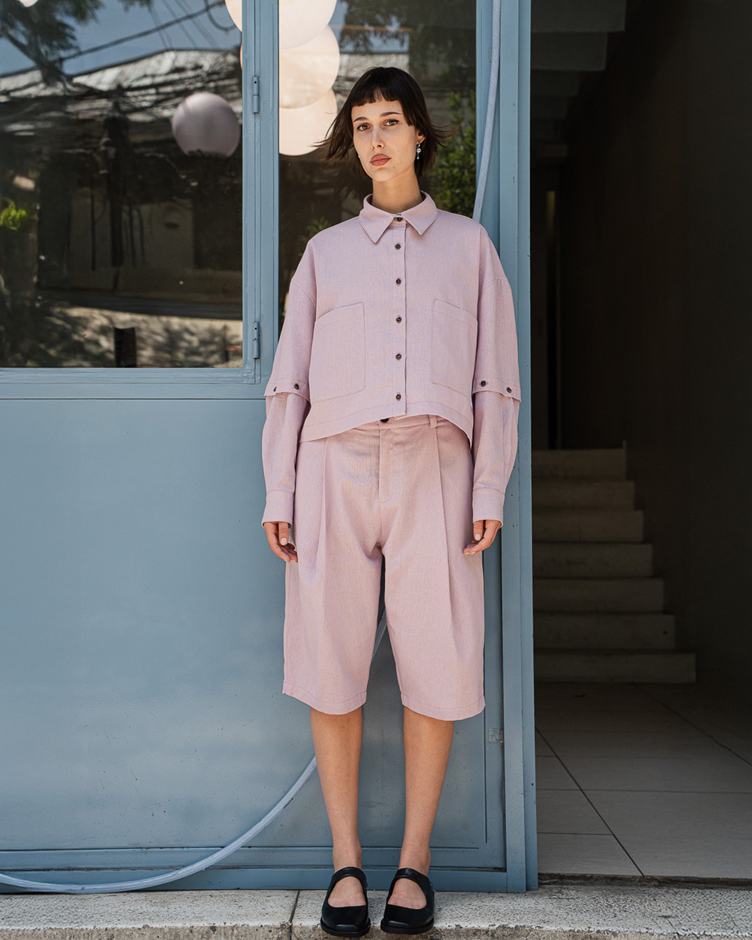 CAMISA ADJUST ME CROP LINO ROSA 1