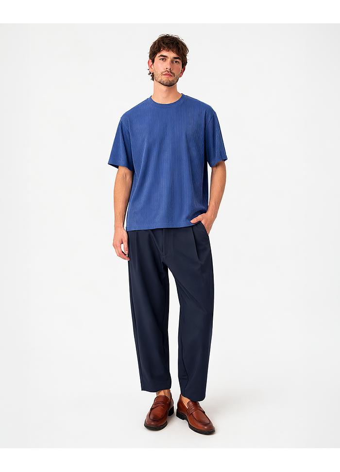 POLERA ATIQ ACANALADA COBALTO