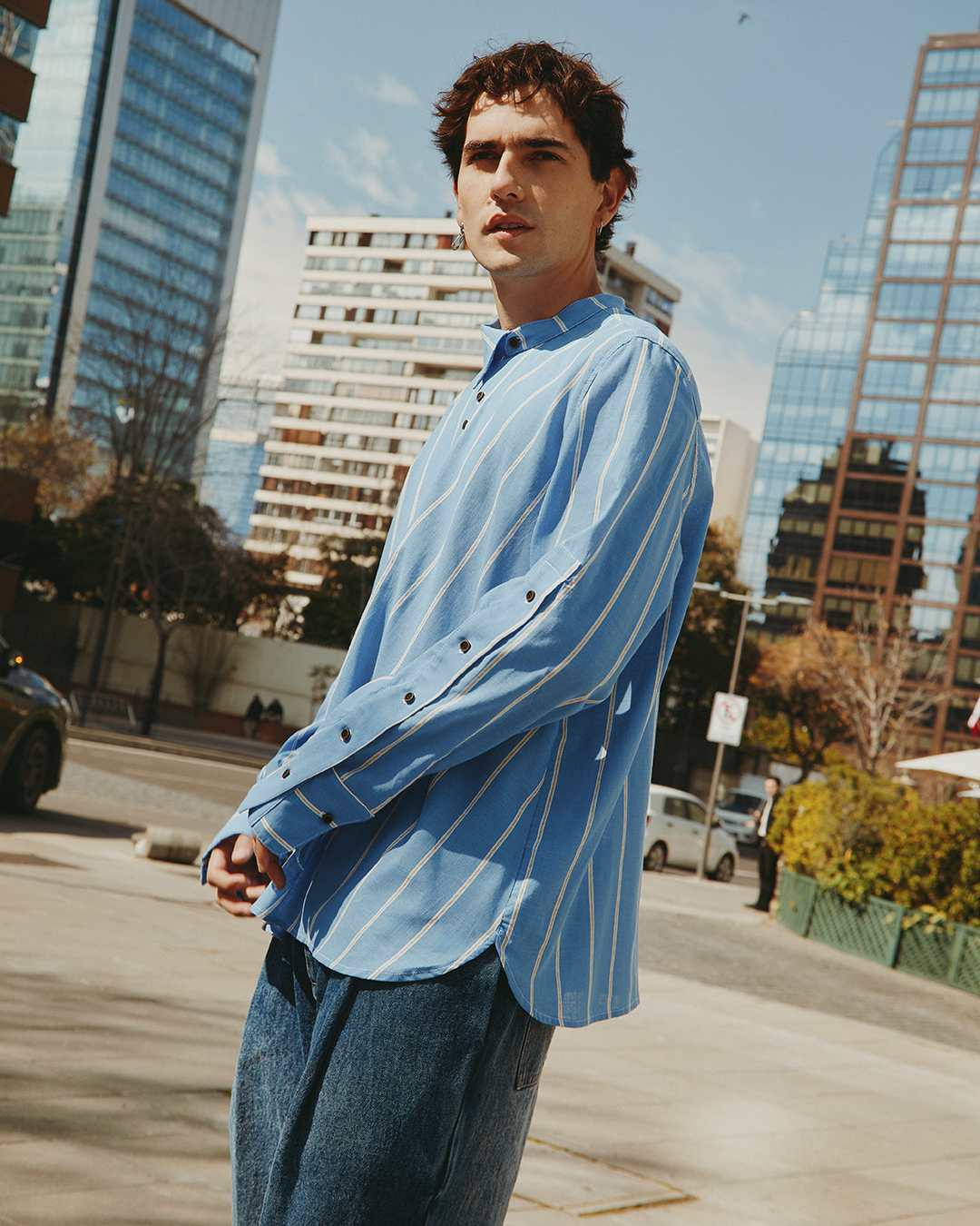 CAMISA MANA STRIPES CYAN 3