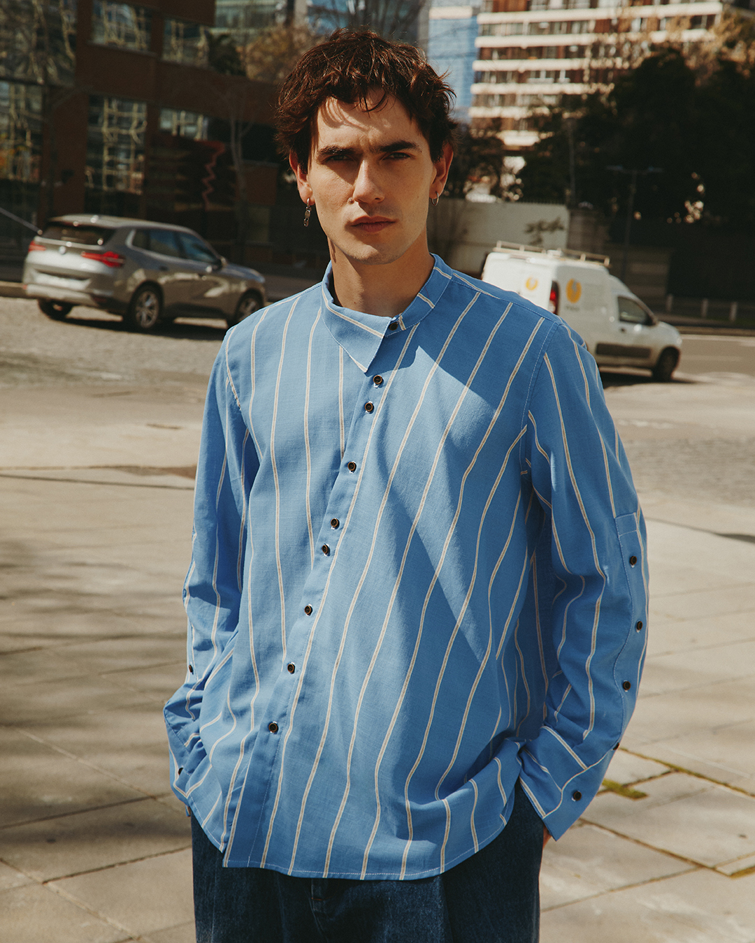 CAMISA MANA STRIPES CYAN 1