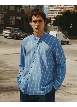 CAMISA MANA STRIPES CYAN