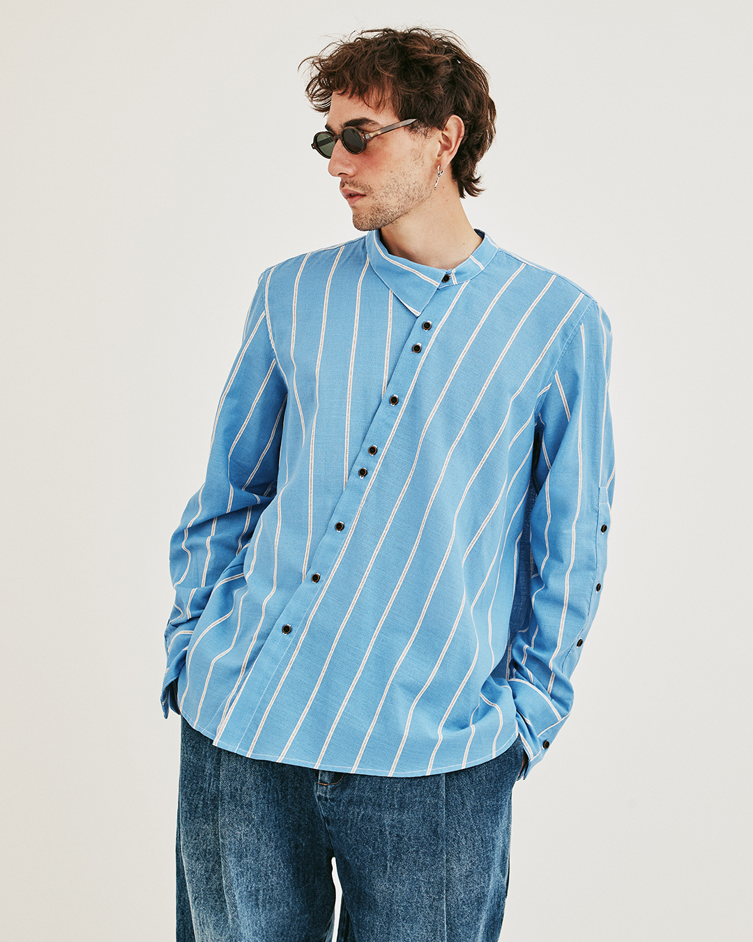 CAMISA MANA STRIPES CYAN 2