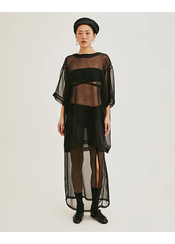 VESTIDO SAYA GASA NEGRO