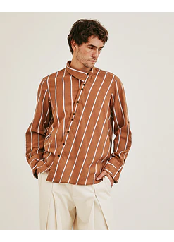 CAMISA MANA STRIPES CASTAÑA 