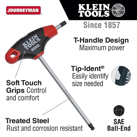 JTH6E17BE KLEIN TOOLS Llave hexagonal con mango en T y extremo de bola de 1/2 pulgada