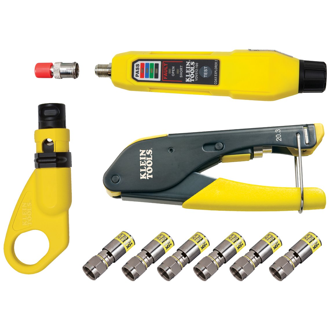 VDV002-818 KLEIN TOOLS Kit de Instalación y Prueba de Cable Coaxial 1
