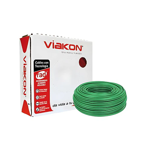 SLX566 VIAKON Cable de cobre tipo THW-LS Calibre 14 Verde