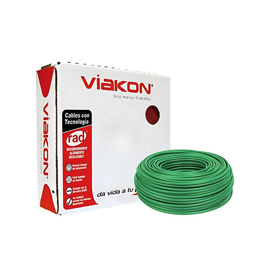 SLX566 VIAKON Cable de cobre tipo THW-LS Calibre 14 Verde 1