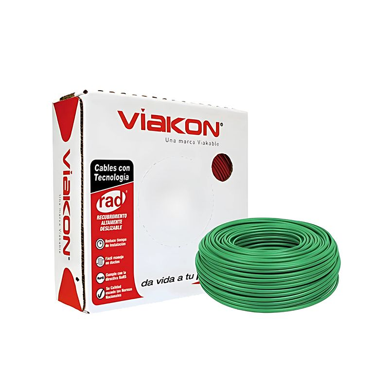 SLX566 VIAKON Cable de cobre tipo THW-LS Calibre 14 Verde 1
