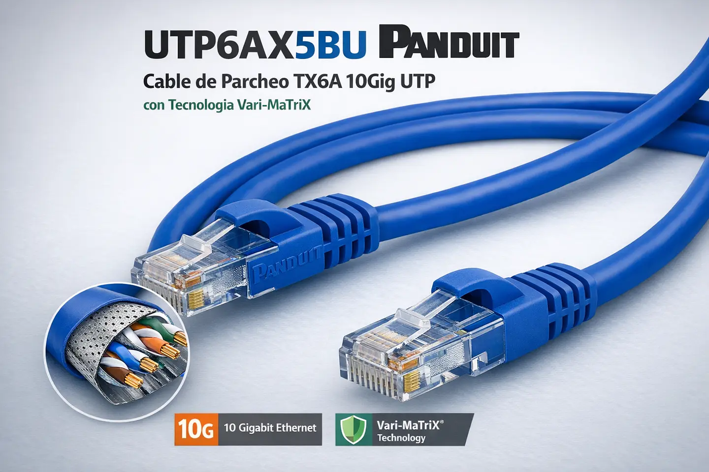 UTP6AX5BU PANDUIT Cable de parcheo TX6A 10Gig UTP con tecnología Vari-MaTriX 1