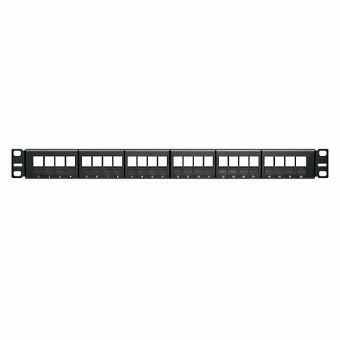 NKFP24Y NETKEY Panel de Parcheo Modular de 24 Puertos, 1 RU, Negro