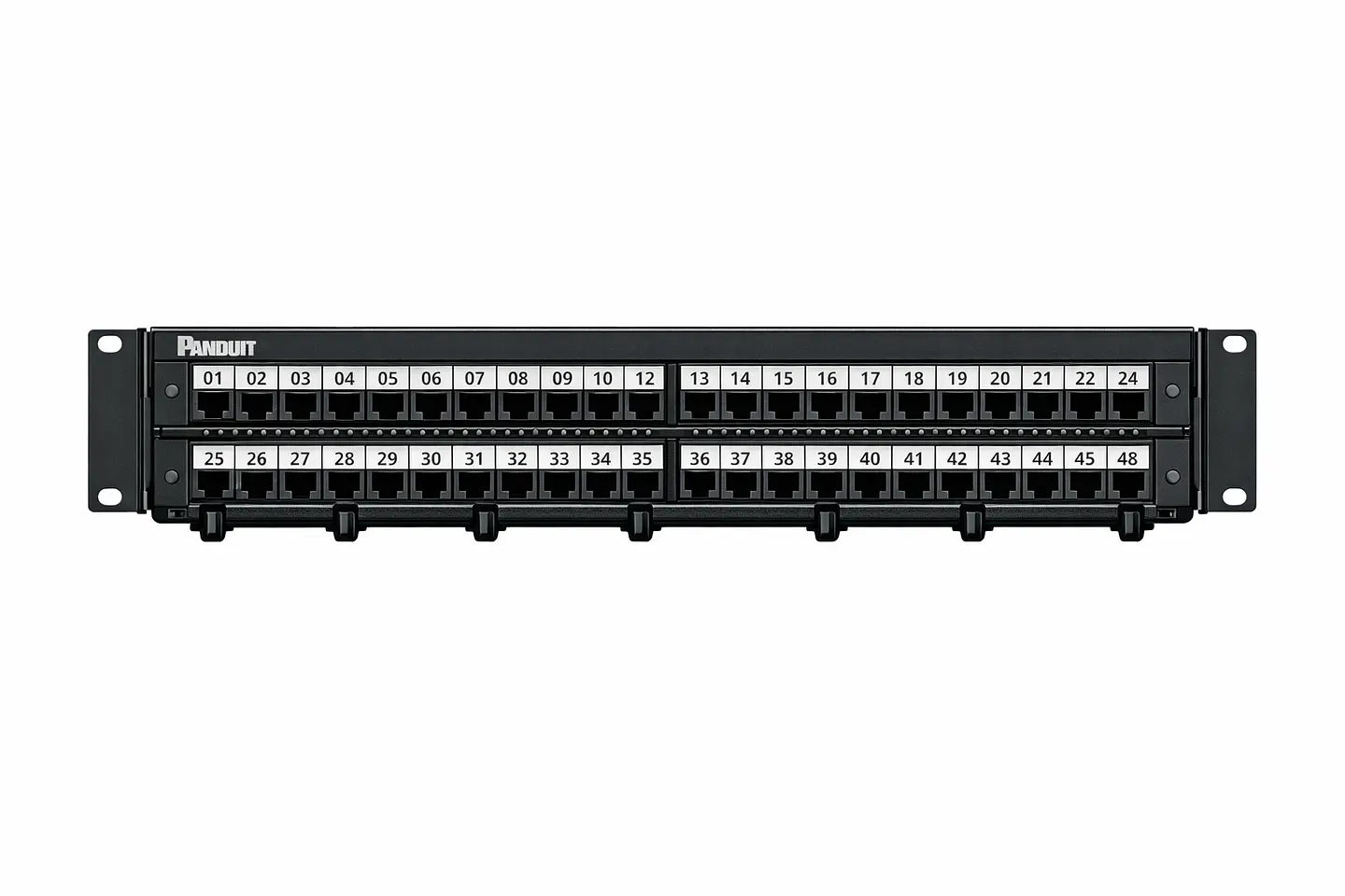 CPP48WBLY PANDUIT Panel de parcheo modular Mini-Com de 48 puertos con placas de cara 1