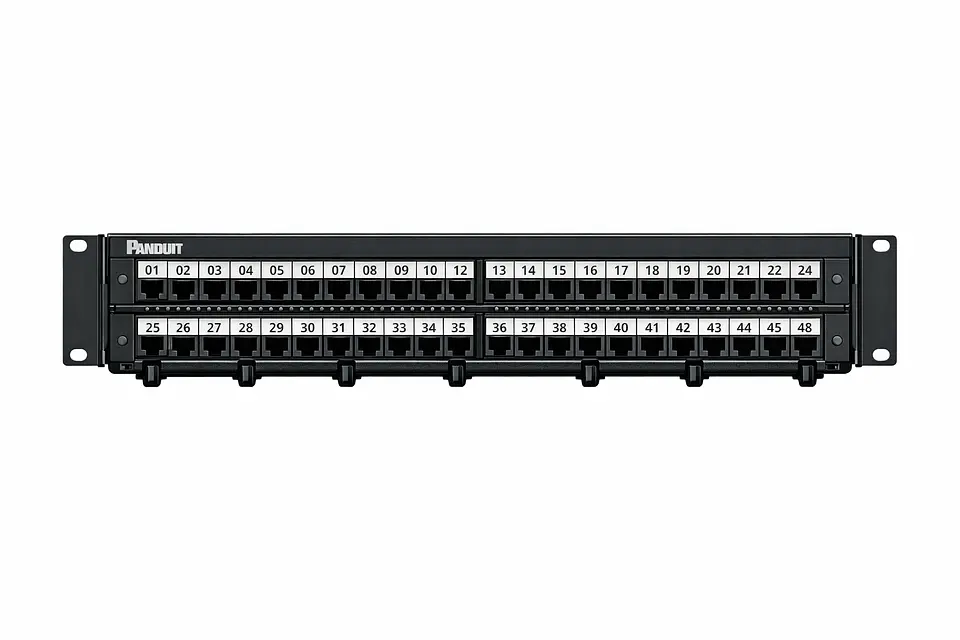 CPP48WBLY PANDUIT Panel de parcheo modular Mini-Com de 48 puertos con placas de cara 1