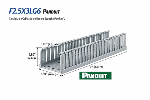 F2.5X3LG6 PANDUIT Canaleta de cableado de ranura estrecha Panduit