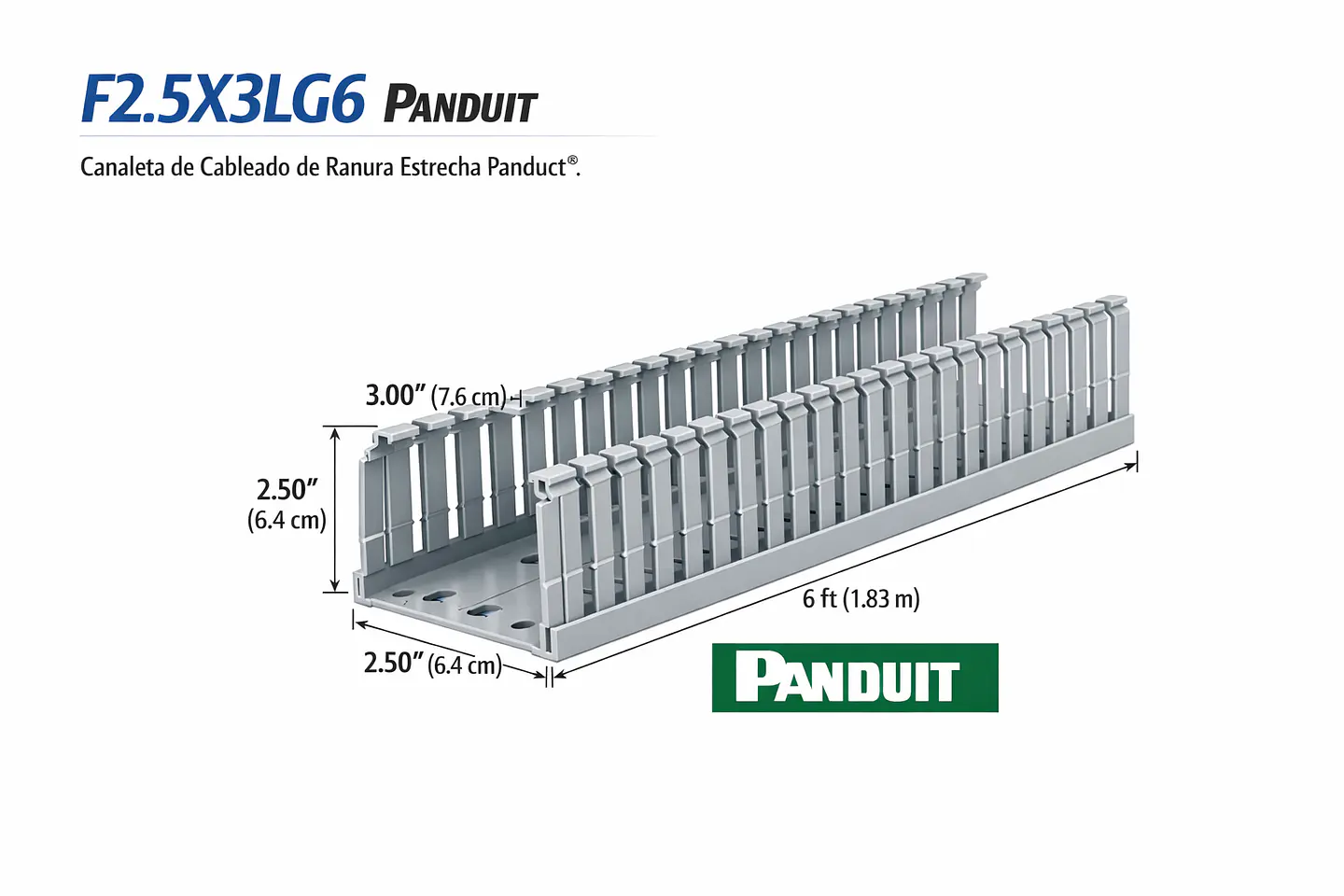F2.5X3LG6 PANDUIT Canaleta de cableado de ranura estrecha Panduit 1