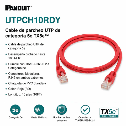 UTPCH10RDY PANDUIT Cable de parcheo UTP de categoría 5e TX5e™