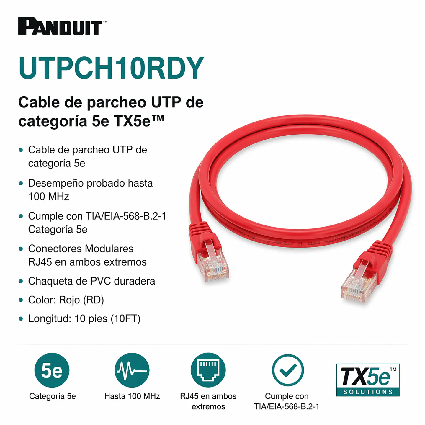 UTPCH10RDY PANDUIT Cable de parcheo UTP de categoría 5e TX5e™ 1