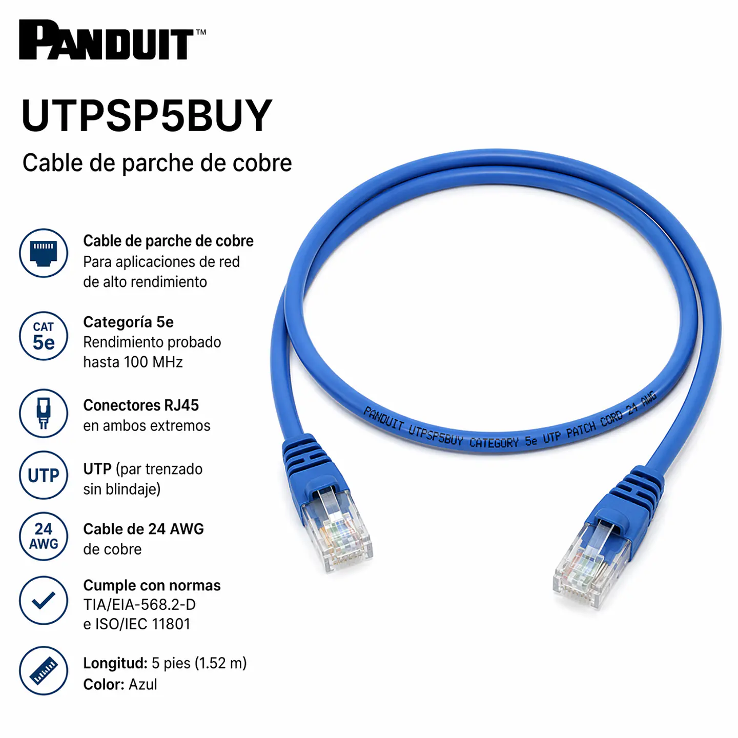 UTPSP5BUY PANDUIT Cable de parche de cobre 1