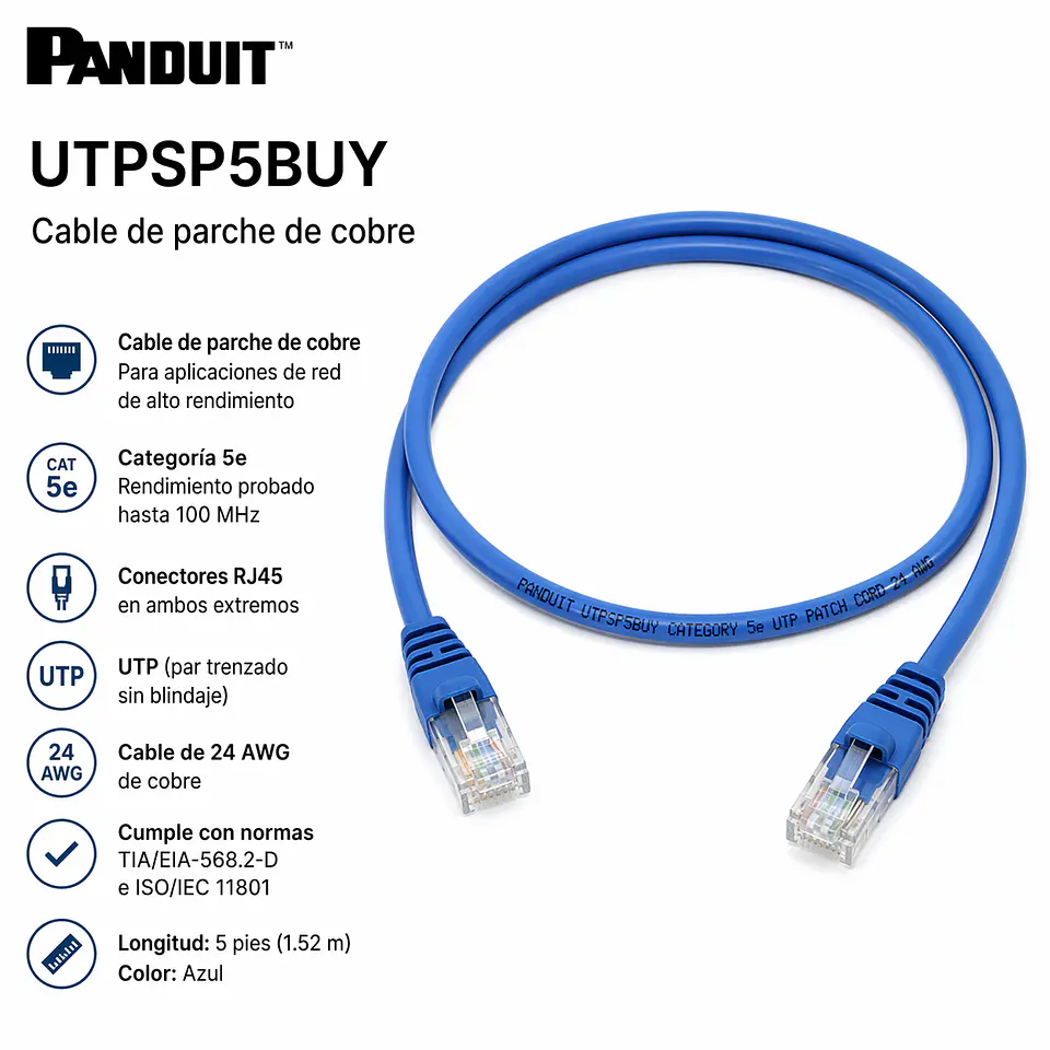 UTPSP5BUY PANDUIT Cable de parche de cobre 1