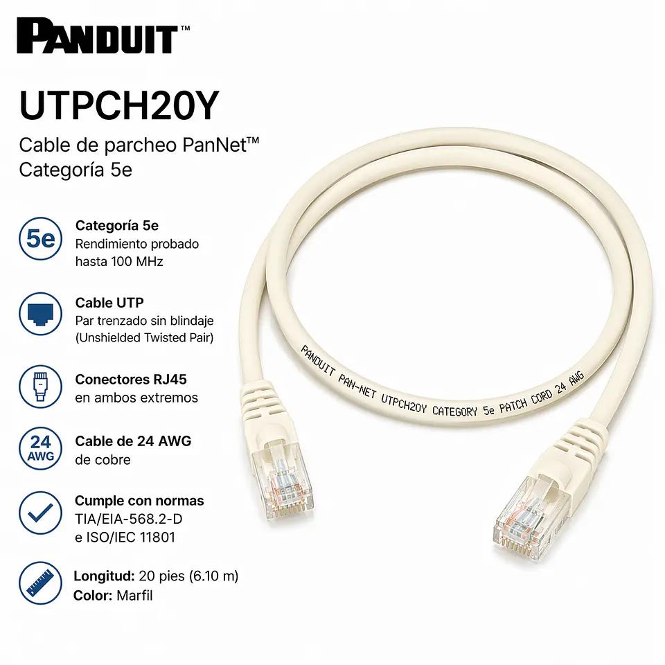 UTPCH20Y PANDUIT Cable de parcheo PanNet Categoría 5e 1