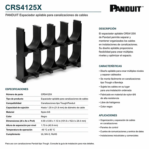 CRS4125X PANDUIT Espaciador apilable para canalizaciones de cables