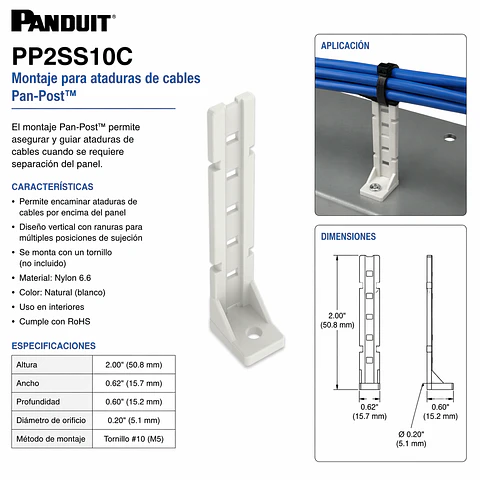 PP2SS10C PANDUIT Montaje para ataduras de cables Pan-Post™