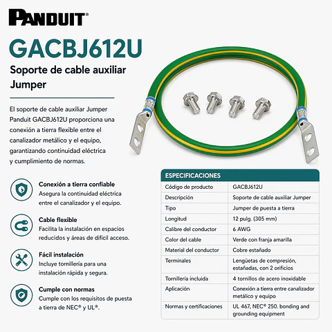 GACBJ612U PANDUIT Soporte de cable auxiliar Jumper