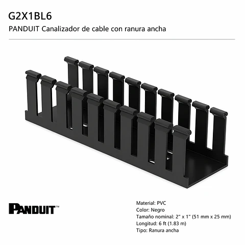 G2X1BL6 PANDUIT Canalizador de cable con ranura ancha