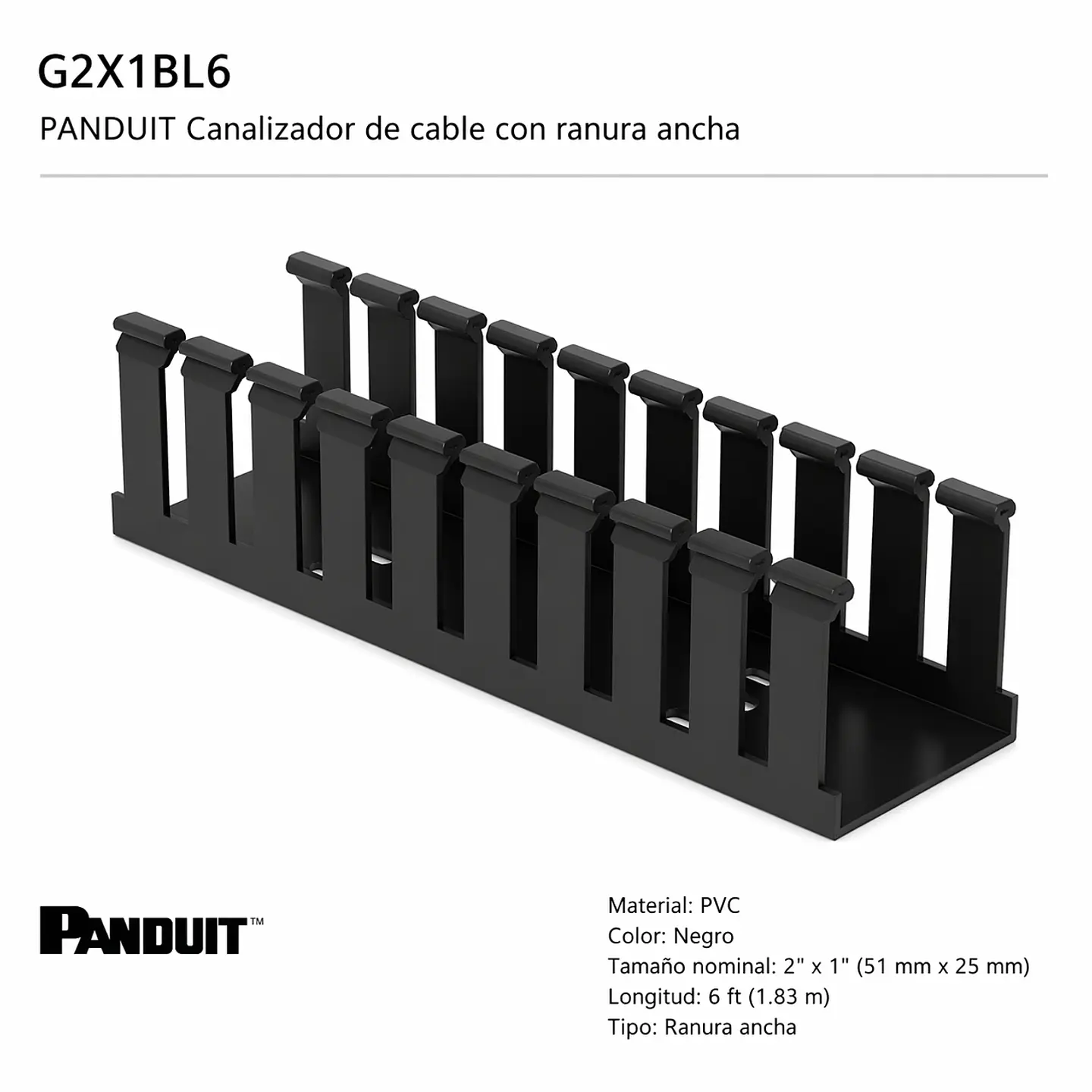 G2X1BL6 PANDUIT Canalizador de cable con ranura ancha 1