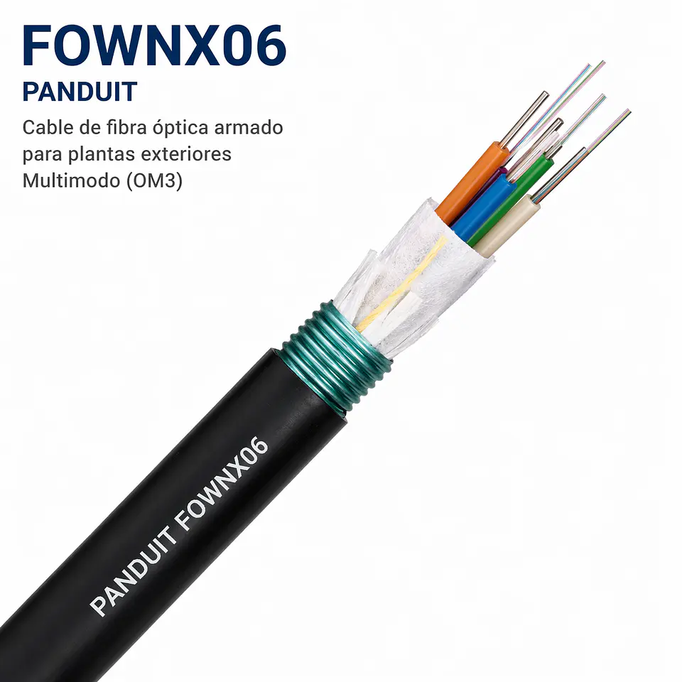 FOWNX06 PANDUIT Cable de fibra óptica armado para plantas exteriores Multimodo (OM3) 1