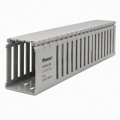 H3X4LG6 PANDUIT Conducto ranurado con bisagra, PVC, 3x4x6, gris claro