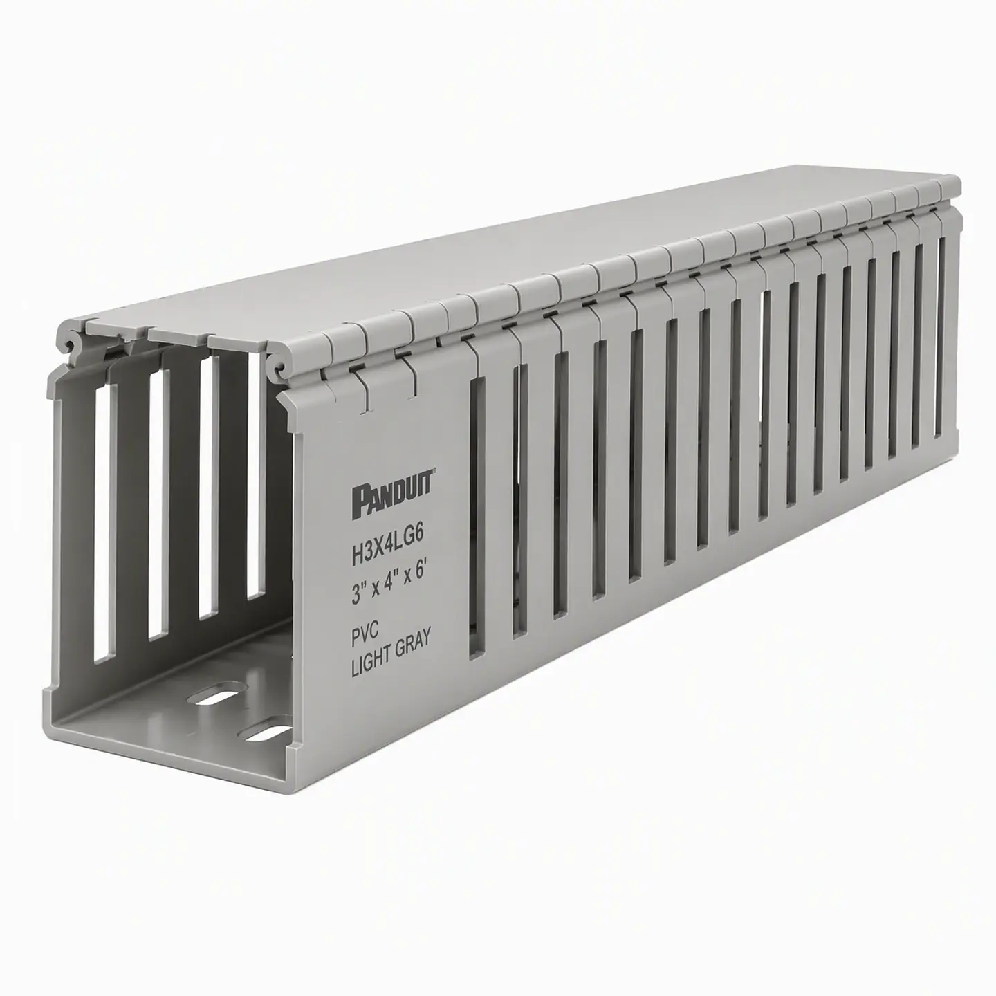 H3X4LG6 PANDUIT Conducto ranurado con bisagra, PVC, 3x4x6, gris claro 1