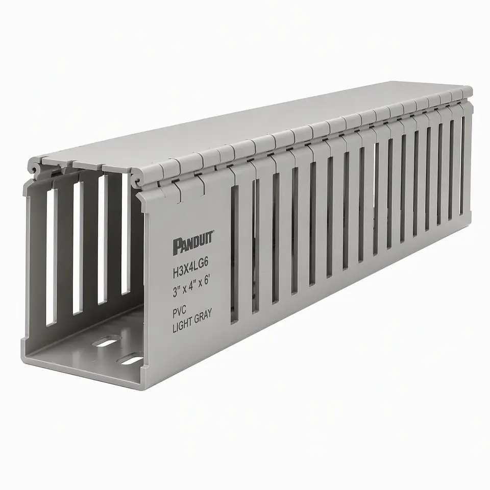H3X4LG6 PANDUIT Conducto ranurado con bisagra, PVC, 3x4x6, gris claro 1