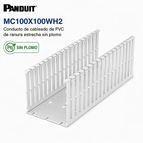 MC100X100WH2 PANDUIT Conducto de cableado de PVC de ranura estrecha sin plomo