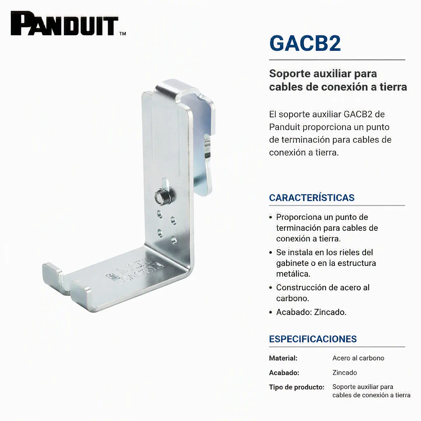 GACB2 PANDUIT Soporte auxiliar para cables de conexión a tierra 1
