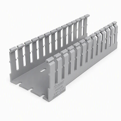 F3X2LG6 PANDUIT Conducto de cableado de ranura estrecha, sin cubierta, PVC, 3.25" x 2.12" x 6ft, gris claro