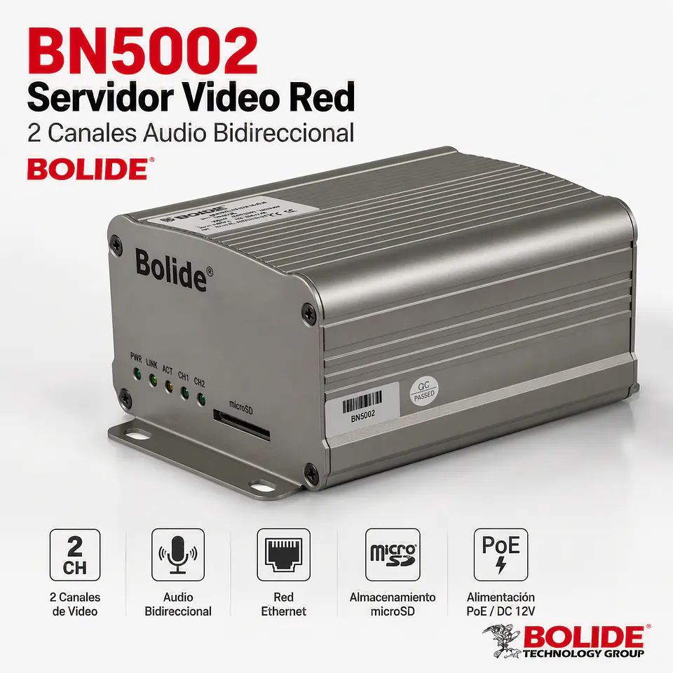 BOLIDE - BN5002 Servidor Video Red 2 Canales Audio Bidireccional BOLIDE 1