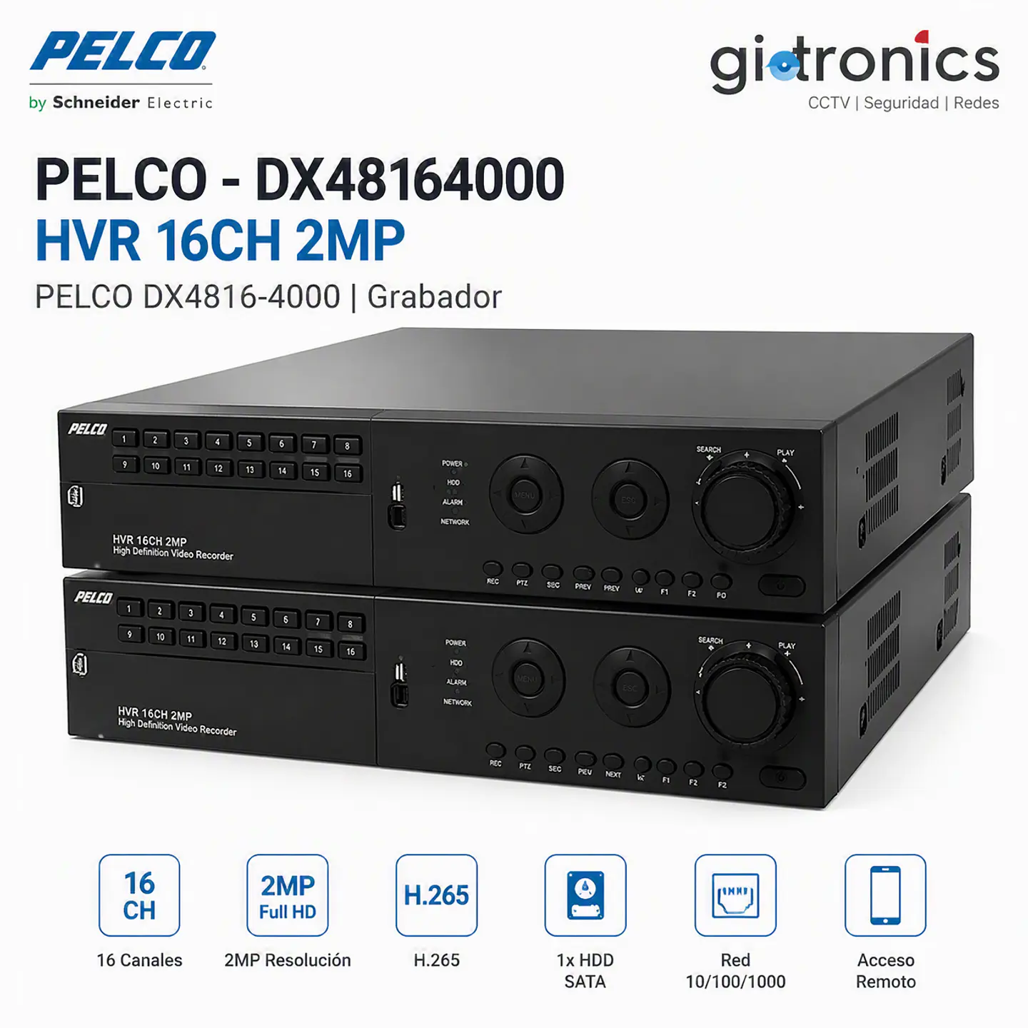 PELCO - DX48164000 HVR 16CH 2MP PELCO DX4816-4000 | Grabador 1