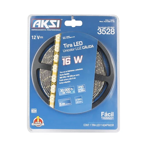 AKSI - 118202 Tira LED SMD3528 Cálido 2700K 5m | AKSI