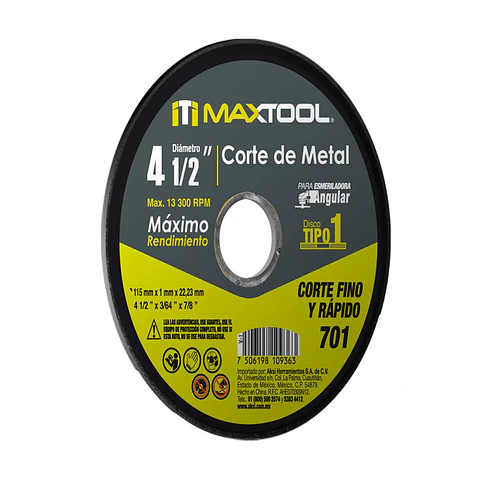 AKSI - Disco corte metal 4 1/2" x 1mm AKSI 307802