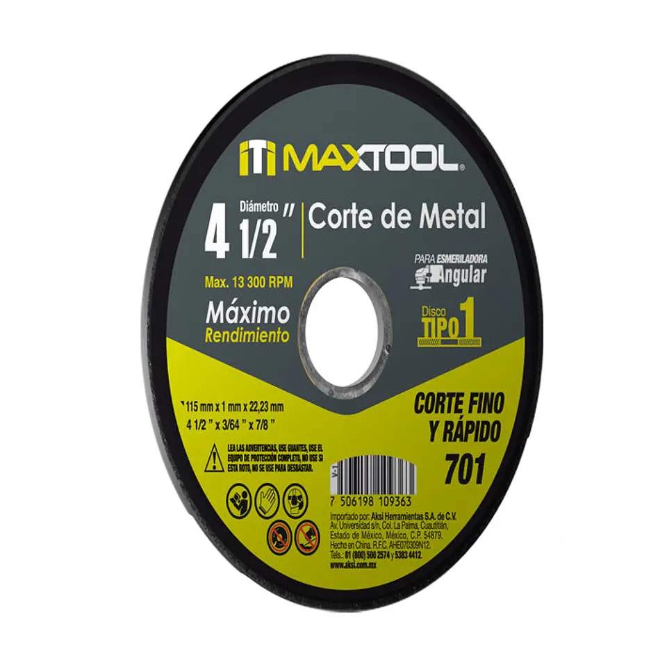 AKSI - Disco corte metal 4 1/2