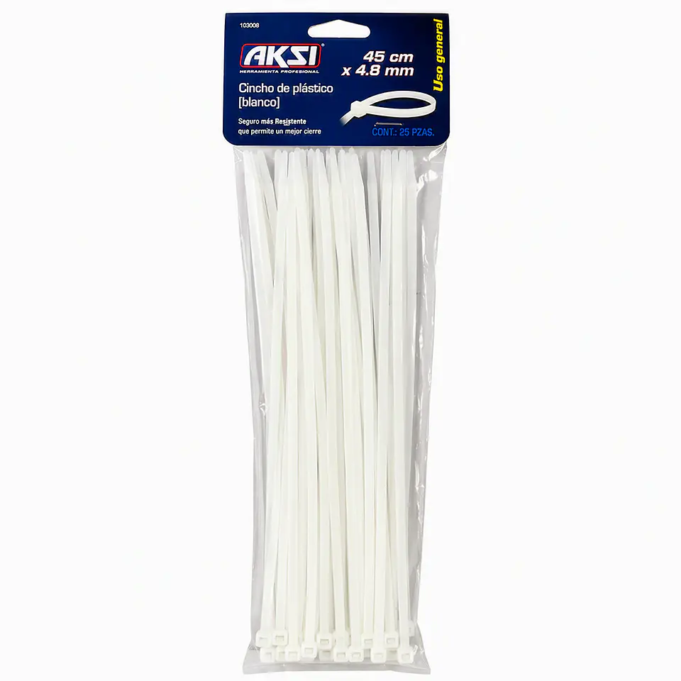103008 AKSI - Cincho Plástico Blanco 45x4.8 | AKSI 1
