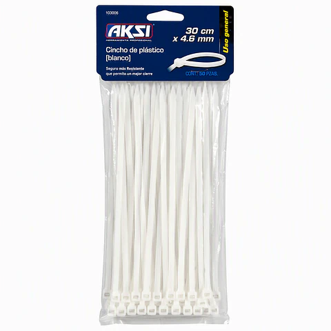AKSI - Cincho Plástico Blanco AKSI 30cm x 4.6mm