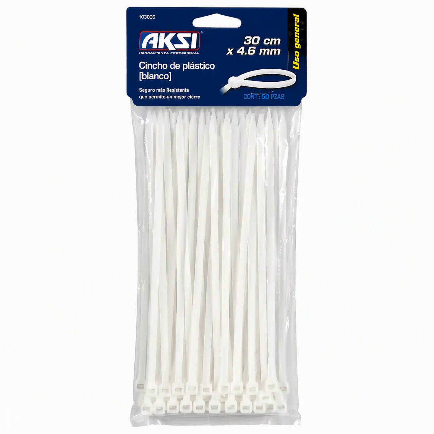AKSI - Cincho Plástico Blanco AKSI 30cm x 4.6mm 1